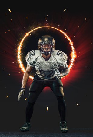 Photo for American Football player isolated on black background - Royalty Free Image