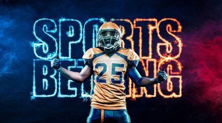 Photo for Sports betting concept. Design for a bookmaker. Download horizontal banner for sports website or mobile application. - Royalty Free Image