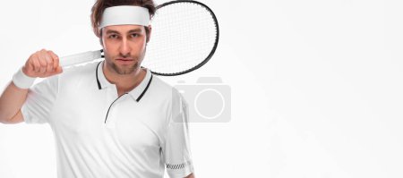 Foto de Tennis playeron a black background with smoke. Download a photo for advertising tennis in a magazine, in the news on the site, on the billboard. Promotion of tennis in social networks - Imagen libre de derechos