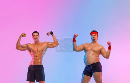 Photo for Inspiring Weight-Loss Transformation Before And After. The man was fat but became fit. Fat to athlete. - Royalty Free Image