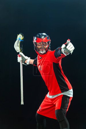 Foto de Jugador de lacrosse. Descarga una foto de alta resolución de un reproductor de lacrosse. Apuestas deportivas. Publicidad para promocionar el sitio web de casas de apuestas. - Imagen libre de derechos