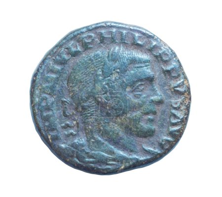 Foto de Antigua moneda romana que representa emperador - Imagen libre de derechos