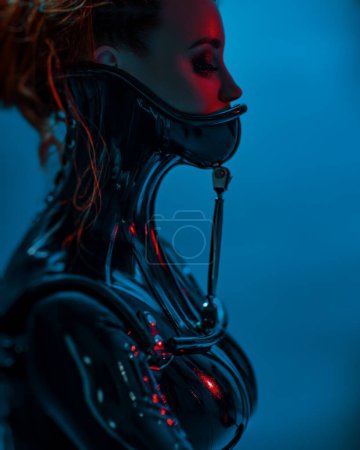 Photo for Young woman in latex clothing bdsm style dark portrait - Royalty Free Image