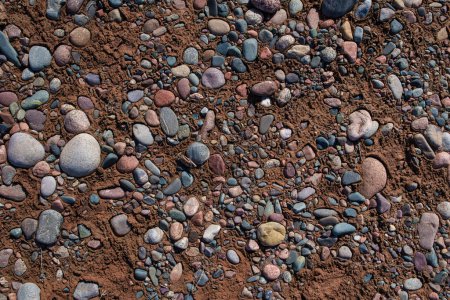 Téléchargez les photos : Petites pierres sur lit de rivière séché - en image libre de droit