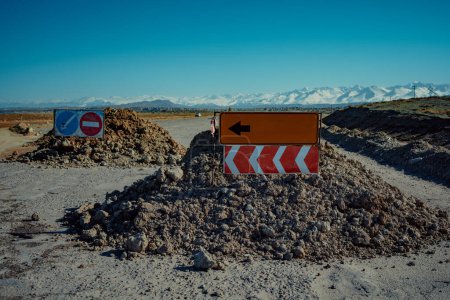 Photo for Road repair in the mountains, beautiful high-altitude landscape - Royalty Free Image