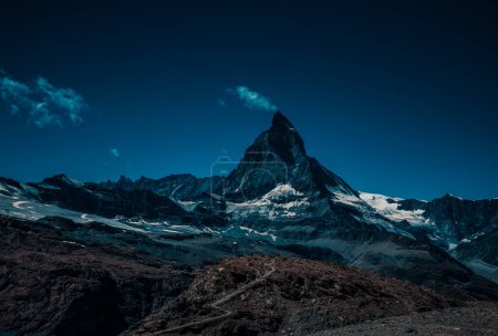 Photo for Alps Matterhorn mountain summer landscape at night - Royalty Free Image