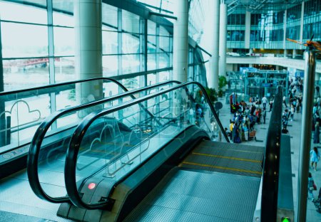 Photo for Modern escalator at airport terminal - Royalty Free Image