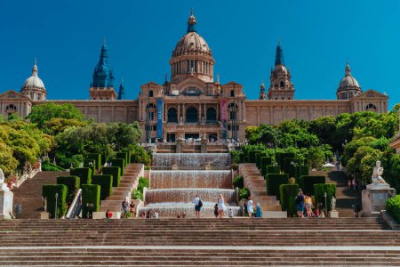 Foto de Barcelona, España - 19 de julio de 2018: Palacio Nacional en la colina de Montjuic - Imagen libre de derechos