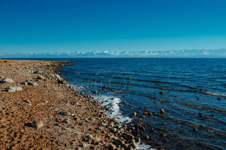 Photo for Beautiful lake shore of Issyk-kul lake in Kyrgyzstan in spring - Royalty Free Image