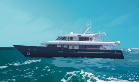 Téléchargez les illustrations : Yacht à la mer vue journalière d'été - en licence libre de droit