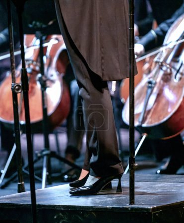 Téléchargez les photos : Image de la femme chef d'orchestre orchestre symphonique - en image libre de droit