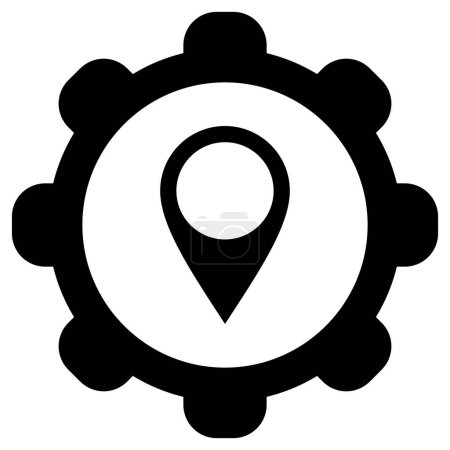 Location pin and wheel as vector illustration
