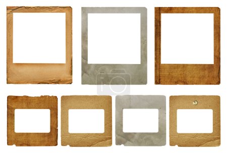 Photo for Set of old paper slides  on transparent isolated background - Royalty Free Image