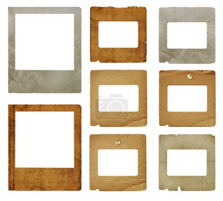 Téléchargez les photos : Ensemble de vieilles diapositives en papier sur fond transparent isolé - en image libre de droit