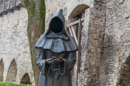Photo for Black iron statue of a faceless monk in Tallinn. - Royalty Free Image
