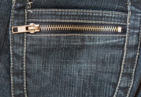Photo for Detail of zipper on blue jeans . - Royalty Free Image