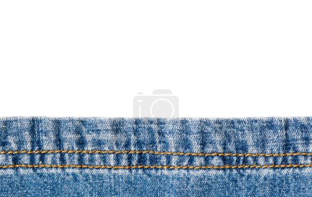Photo for Blue denim texture with stitch on white. - Royalty Free Image