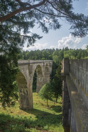 Photo for Old concrete railway bridge in Stanczyki, Mazury, Poland - Royalty Free Image