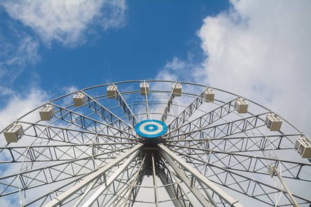 Photo for Part of ferries wheel isolated on blue sky background . - Royalty Free Image