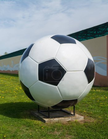 Photo for Sculpture soccer ball in the Park. - Royalty Free Image
