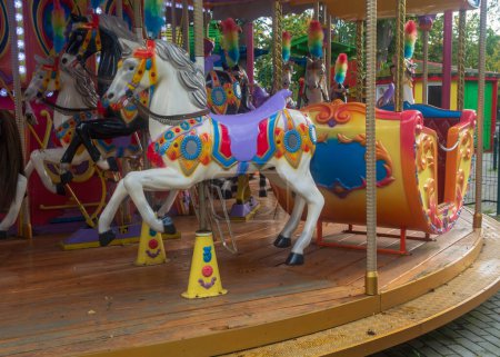 Photo for Colorful carousel in atraction park . - Royalty Free Image