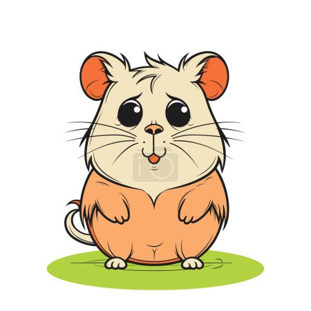 Photo for Adorable, childish hamster pet. Vector illustration drawn with a cheerful and cartoonish style. Hamster happy playful pose, isolated on white background, ideal character for design project - Royalty Free Image