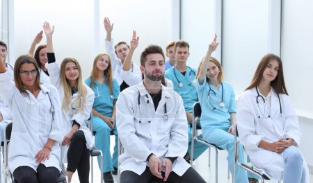 Photo for Top view. a group of smiling doctors pointing at you. photo with copy space - Royalty Free Image