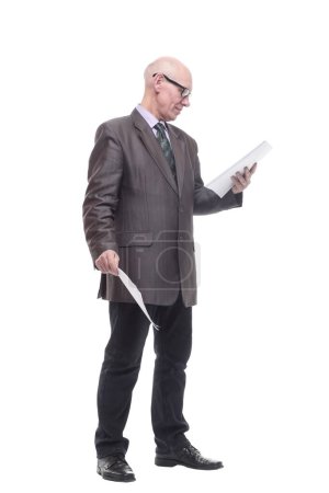 Photo for In full growth. business man with a stack of documents. isolated on a white background - Royalty Free Image