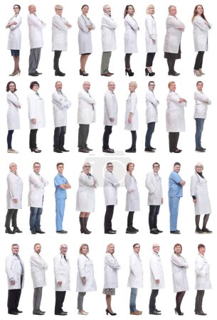 Téléchargez les photos : Groupe de médecins de profil isolé sur fond blanc - en image libre de droit