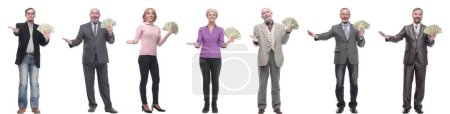 Photo for Group of successful business people with money isolated on white background - Royalty Free Image