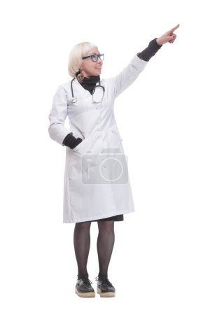 Photo for In full growth. friendly woman doctor. isolated on a white background. - Royalty Free Image