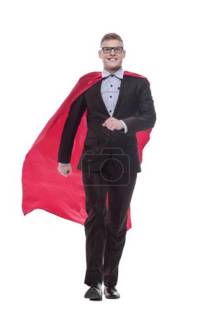 Photo for In full growth. young businessman in a superhero Cape. isolated on a white background. - Royalty Free Image