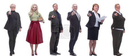 Photo for Group of business people showing finger at camera isolated on white background - Royalty Free Image