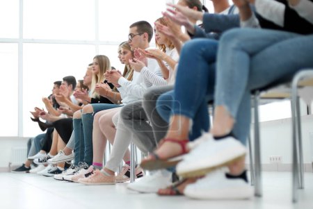 Photo for Background image of young people applauding in the conference room. photo with copy space - Royalty Free Image
