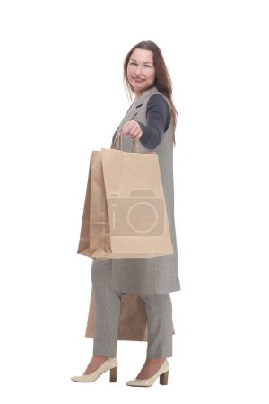 Photo for In full growth. elegant woman with shopping bags.isolated on a white background. - Royalty Free Image