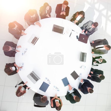 Photo for View from the top.meeting business partners for round - table.photo with copy space. - Royalty Free Image