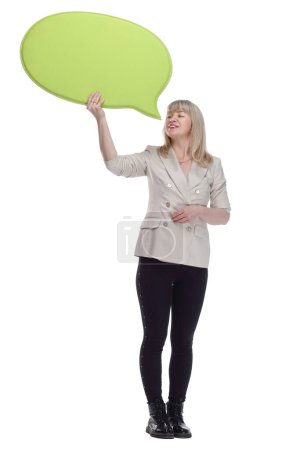 Foto de En cliente de growth.female completo con una burbuja del discurso. aislado sobre un fondo blanco. - Imagen libre de derechos