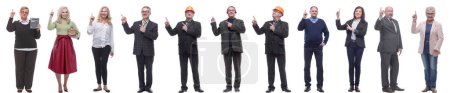 Photo for Group of businessmen showing thumbs up isolated on white background - Royalty Free Image