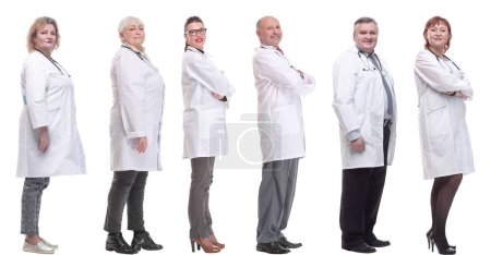 Photo for Group of doctors in profile isolated on white background - Royalty Free Image