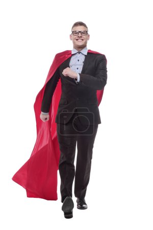Photo for In full growth. young businessman in a superhero Cape. isolated on a white background. - Royalty Free Image