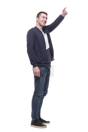 Photo for Young man in jeans and a jacket . isolated on a white background. - Royalty Free Image
