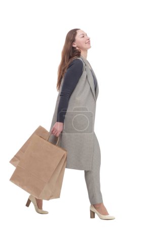 Photo for In full growth. elegant woman with shopping bags.isolated on a white background. - Royalty Free Image