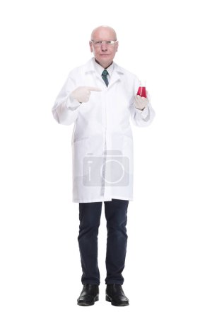 Photo for In full growth. medical researcher with a laboratory flask. isolated on a white background. - Royalty Free Image