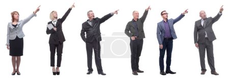 Foto de Grupo de empresarios mostrando pulgares hacia arriba aislados sobre fondo blanco - Imagen libre de derechos