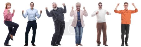 Foto de Collage de personas alegre lleno de energía aislado sobre fondo blanco - Imagen libre de derechos