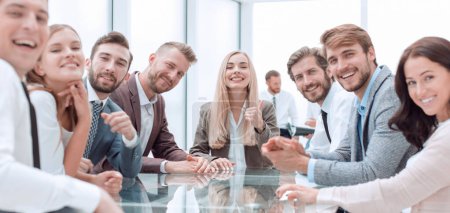 Photo for Successful business team sitting at the table in the conference room . the concept of teamwork - Royalty Free Image