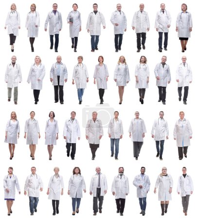 Photo for Group of doctors in motion isolated on white background - Royalty Free Image