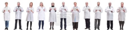 Photo for Group of doctors with clipboard isolated on white background - Royalty Free Image