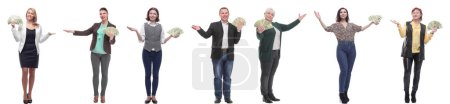 Photo for Group of successful business people with money isolated on white background - Royalty Free Image