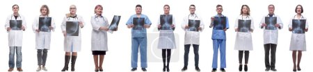 Photo for Group of doctors holding x-ray isolated on white background - Royalty Free Image